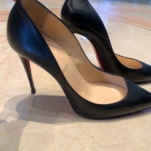 Black leather Louboutin Red Bottom Stilletos